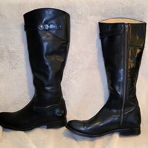 Frye Molly Black Leather knee calf Riding Boots sz 8.5B